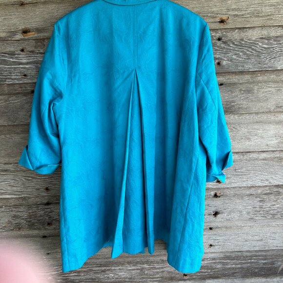 Chico's Jacquard Turquoise Blazer, Size 3 - Picture 10 of 11